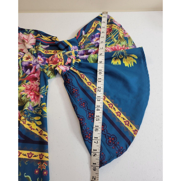 UMGEE Blue Floral Whimsical Fairy Bell Sleeve Tunic Dress Women's Size Small - Picture 4 of 8